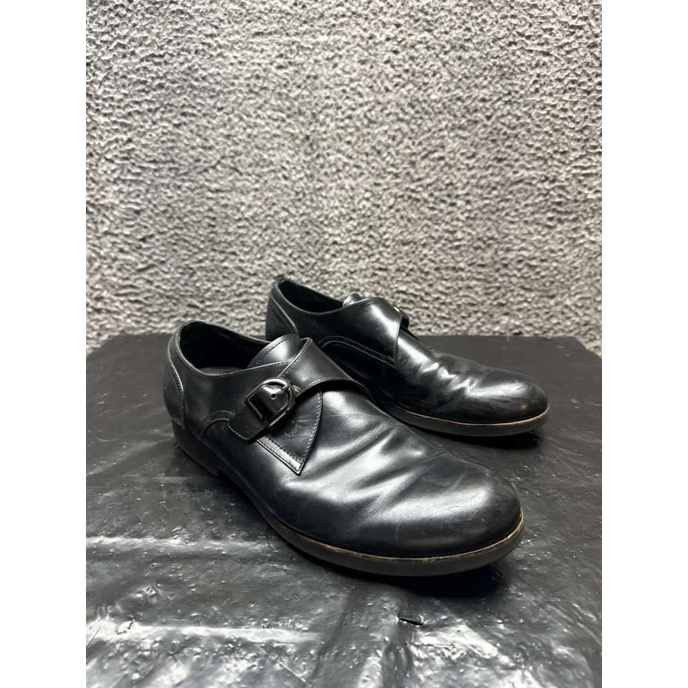 Tod's Semi-Shiny‎ Leather Monk Strap Buckle Loafers Black Mens Size 9 US